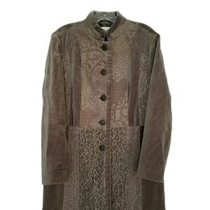 Velvet Brocade Duster with Mandarin Collar